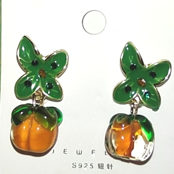 Georgia Peach Transparent Pierced Earrings - Picture 1 of 9